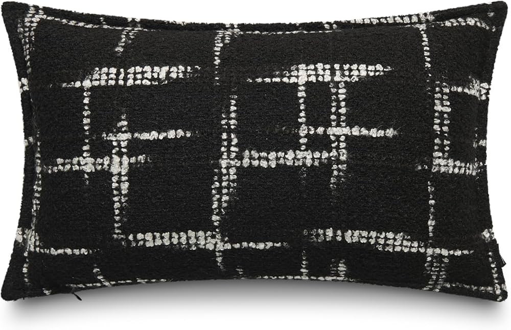 Crumbs Home Classic Modern Lumbar Pillow Cover Only, 12"x20" for Couch, Sofa, Bed, Black Beige Em... | Amazon (US)