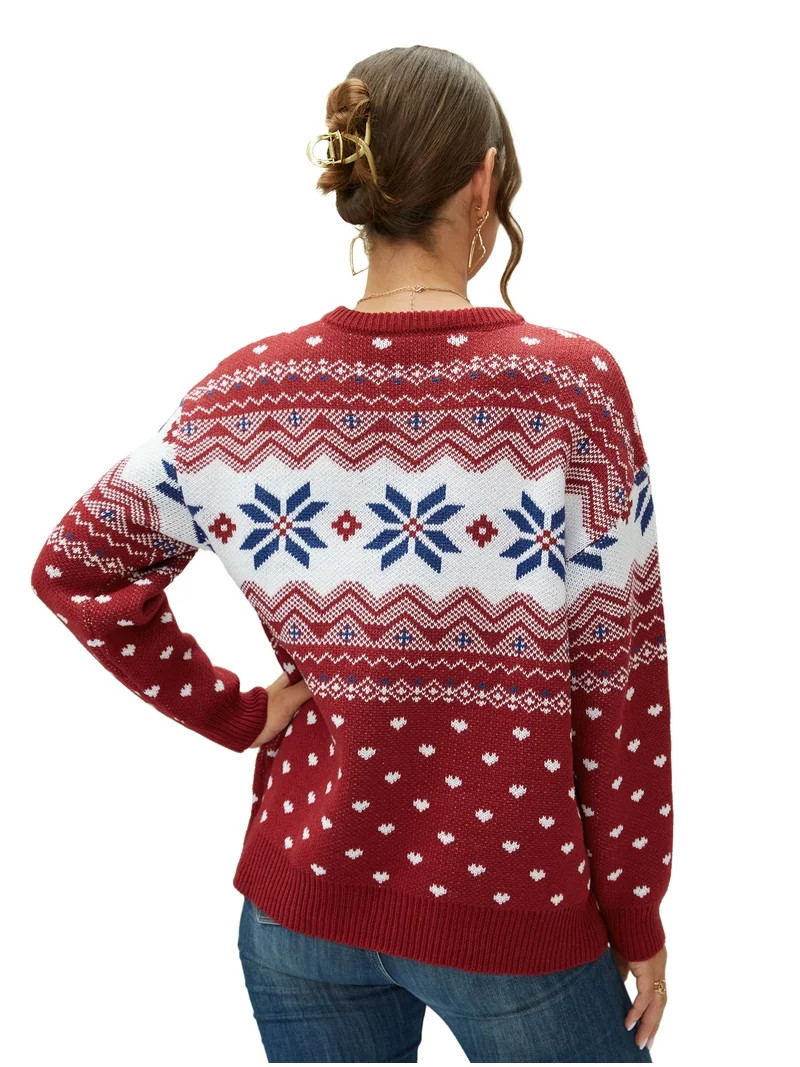 Uvplove Women's Christmas Ugly Sweater Knit Casual Pullovers Christmas Sweaters For Women,US Size... | Walmart (US)