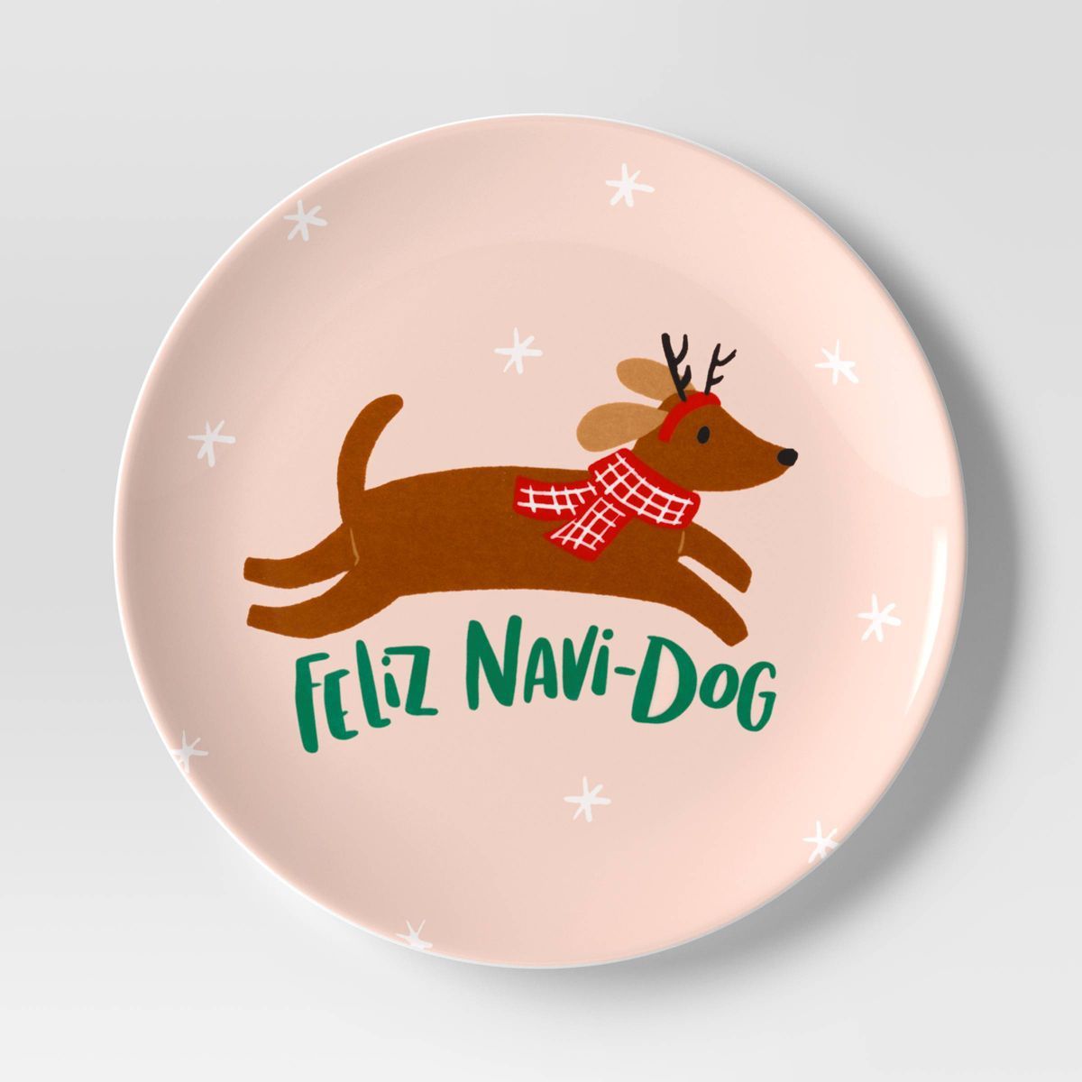 7.88" Christmas Melamine Feliz Navi Dog Salad Plate Pink - Wondershop™ | Target