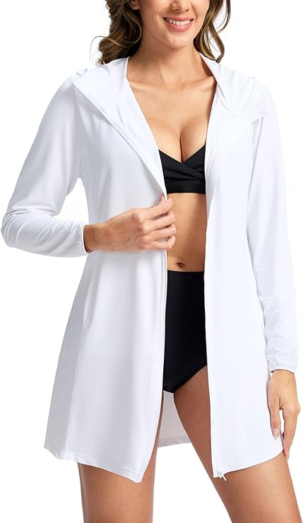 Women's UPF50+ Swim Cover Up Sun Protection Hoodie Long UV Jacket SPF Lightweight Swimsuit Beach ... | Amazon (US)