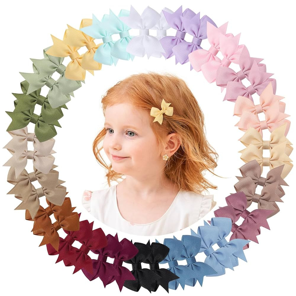 doboi 40PCS 2'' Baby Hair Bows Clips Fully Lined Grosgrain Boutique Solid Ribbon Mini Bows for Gi... | Amazon (US)