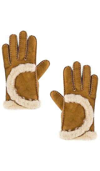 Sheepskin Exposed Curve Seam Glove in Chestnut | Revolve Clothing (Global)