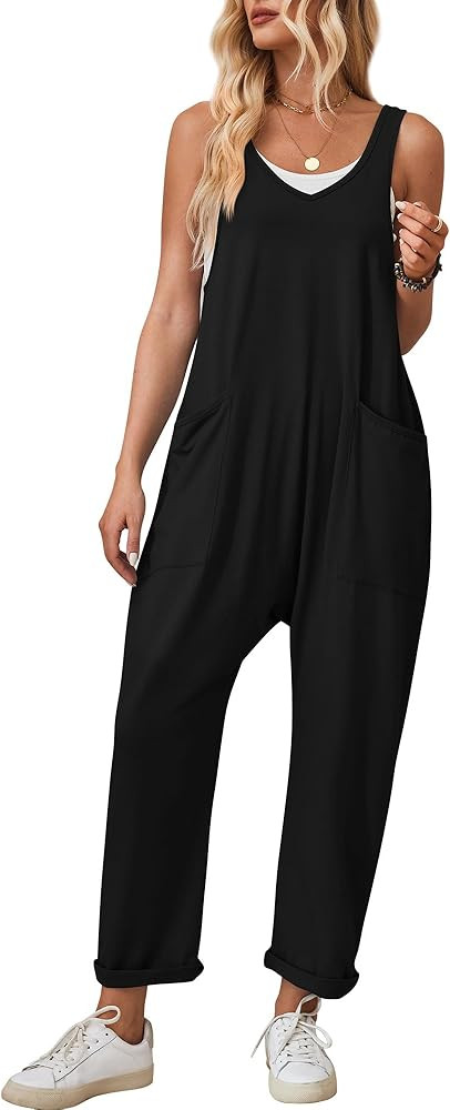 Happy Cherry Womens Cotton Overalls Summer Sleeveless Suspender Jumpsuits with Pockets Loose Knit... | Amazon (CA)