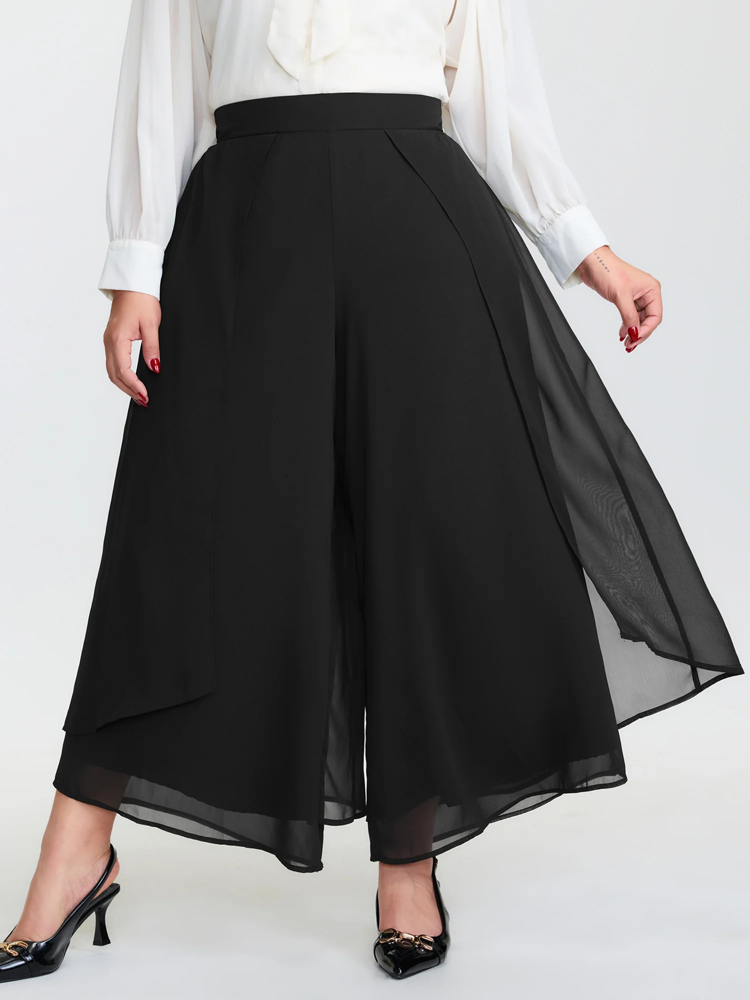 Chiffon Stretchy Waist Flowy Pants | Bloomchic