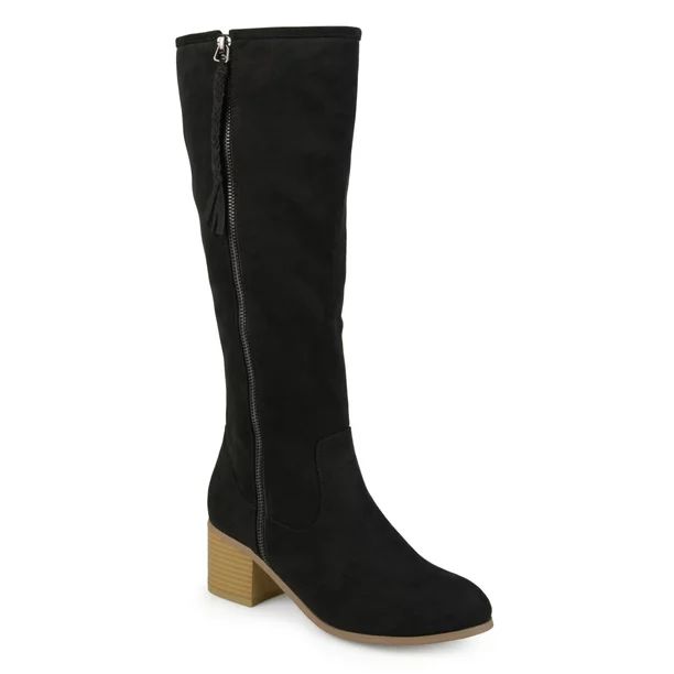 Womens Faux Suede Mid-calf Stacked Wood Heel Boots | Walmart (US)