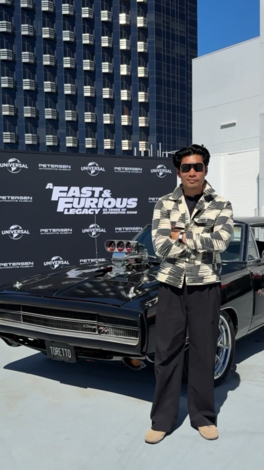 Racing inspired men’s outfit for the Petersen Museum Fast & Furious event - car inspired outfit idea 