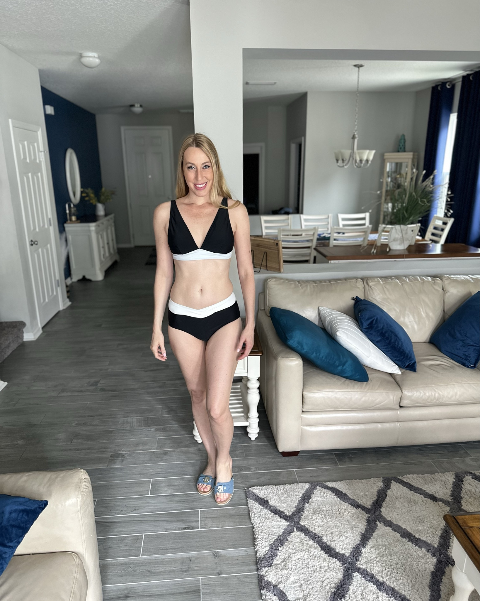 Black & white bikini 
🤍 i love the adjustable options and the fun color block design 
🤍 this comes in other colors 
🤍 fits true to size, wearing size small and I am 5’10”

#LTKFindsUnder50 #LTKStyleTip #LTKSwim