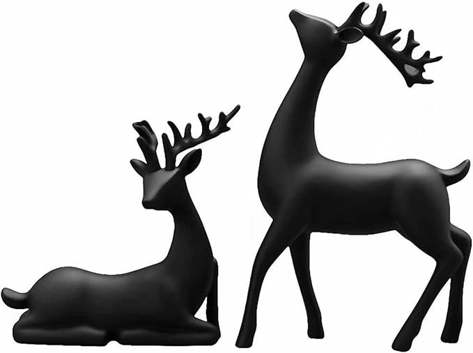 pizarra 2 Resin Deer Statues Sculpture Deer Ornaments for Living Room TV/Wine Cabinet Home Decor ... | Amazon (US)