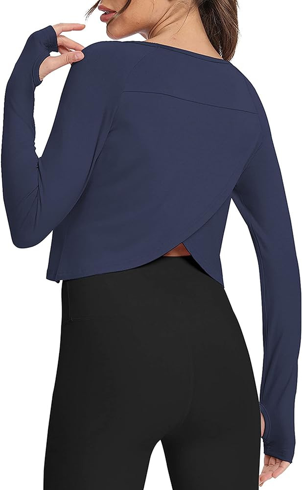 Bestisun Long Sleeve Athletic Workout Shirts Sports Yoga Gym Crop Tops for Women | Amazon (US)