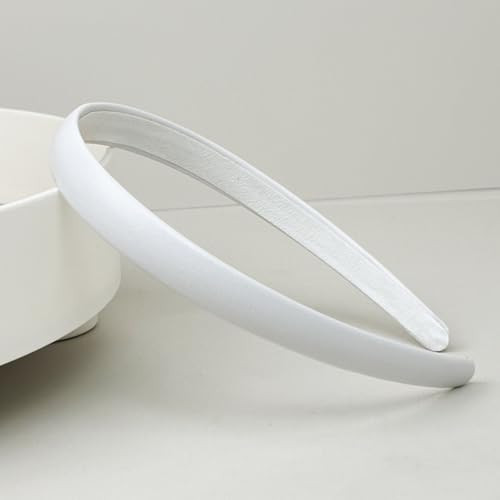 White Headbands for Women Girls 1 Inch Thin Satin Head Bands Fashion Cute Hairband Non Slip 70s Headband Christmas Halloween DIY White Hair Accessories for Women Girls | Amazon (US)