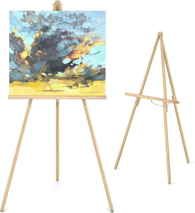 Wood Art Portable Easel Stand - Tripod Display Artist Wooden Easel - 63" Adjustable Floor Poster ... | Amazon (US)