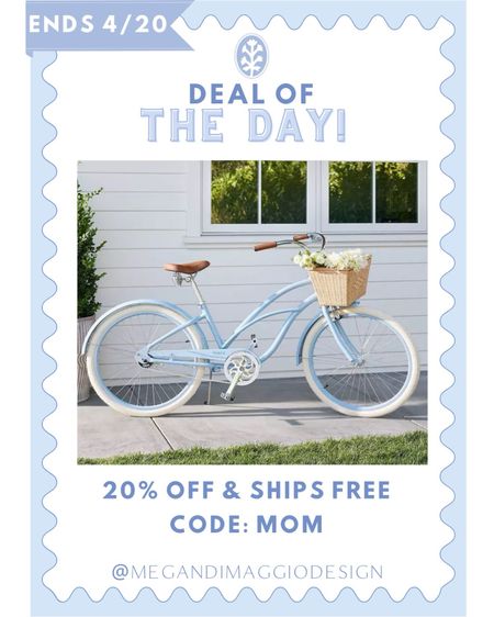 Ends today 4.20.24!! Save 20% OFF & get free shipping on this pretty blue beach cruiser bike!! Use code: MOM at checkout! Would make a lovely Mother’s Day gift! 🚲🧺🌸

#LTKsalealert #LTKGiftGuide