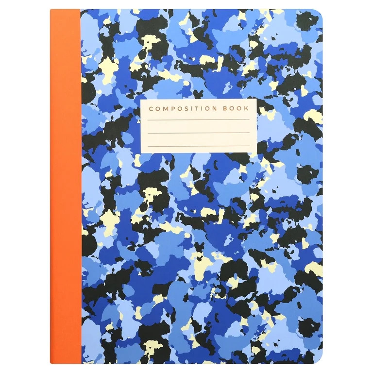 Pen+Gear College Ruled Composition Book, 7.5" x 9.75", Blue Camo, 80 Sheets | Walmart (US)