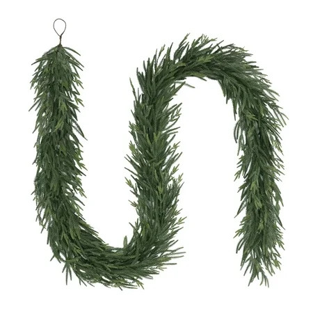 My Texas House 9ft Natural Feel Norfolk Artificial Christmas Garland, Non-lit, Green, Soft PE | Walmart (US)
