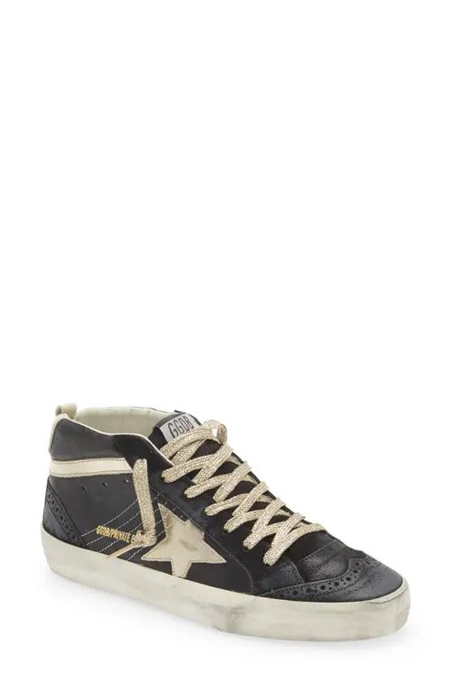 Golden Goose Mid Star Glitter Sneaker in Black/Platinum/Ivory at Nordstrom, Size 10Us | Nordstrom