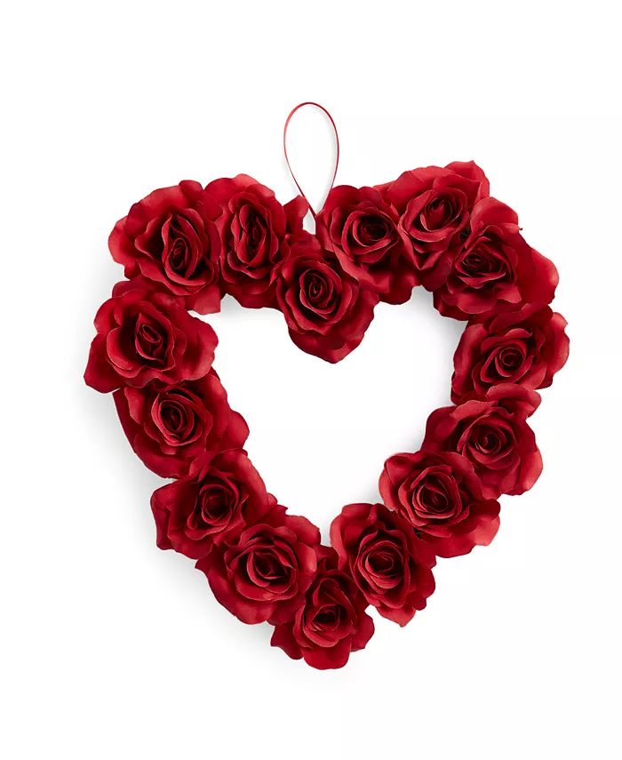 The Cellar Valentine's Day Artificial Red Roses Heart Wreath, Created for Macy's & Reviews - Shop... | Macys (US)