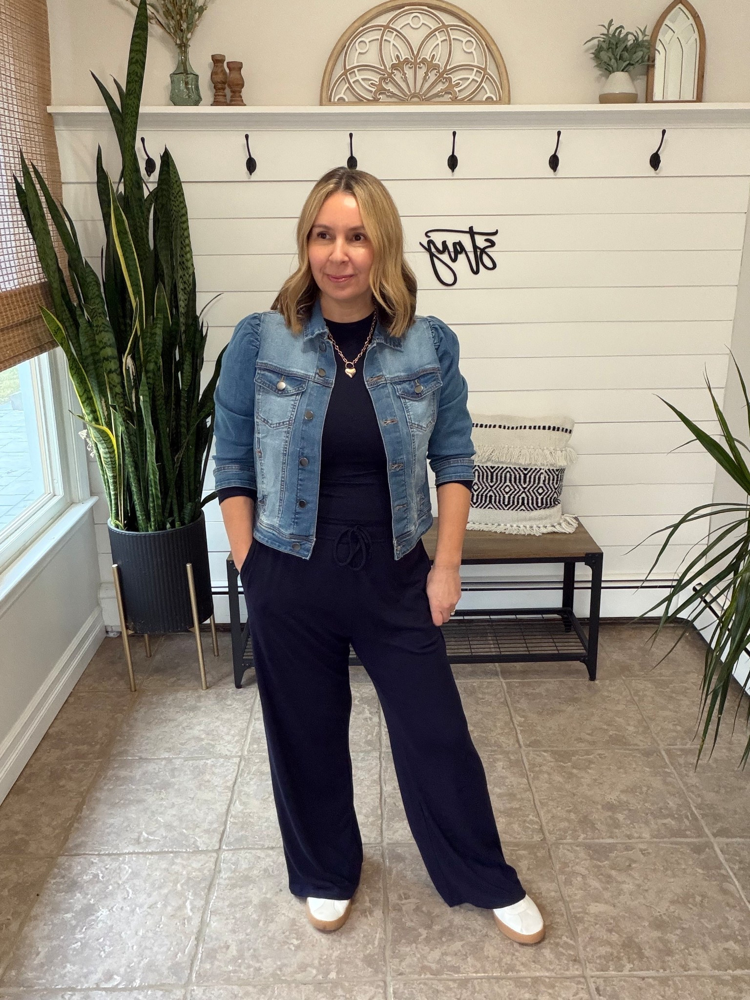 Cozy comfy spring transition outfit. I’m wearing a medium in the loungewear set and large in denim jacket. Spring outfits 2026, Amazon 

#LTKOver40 #LTKootd #LTKMidsize