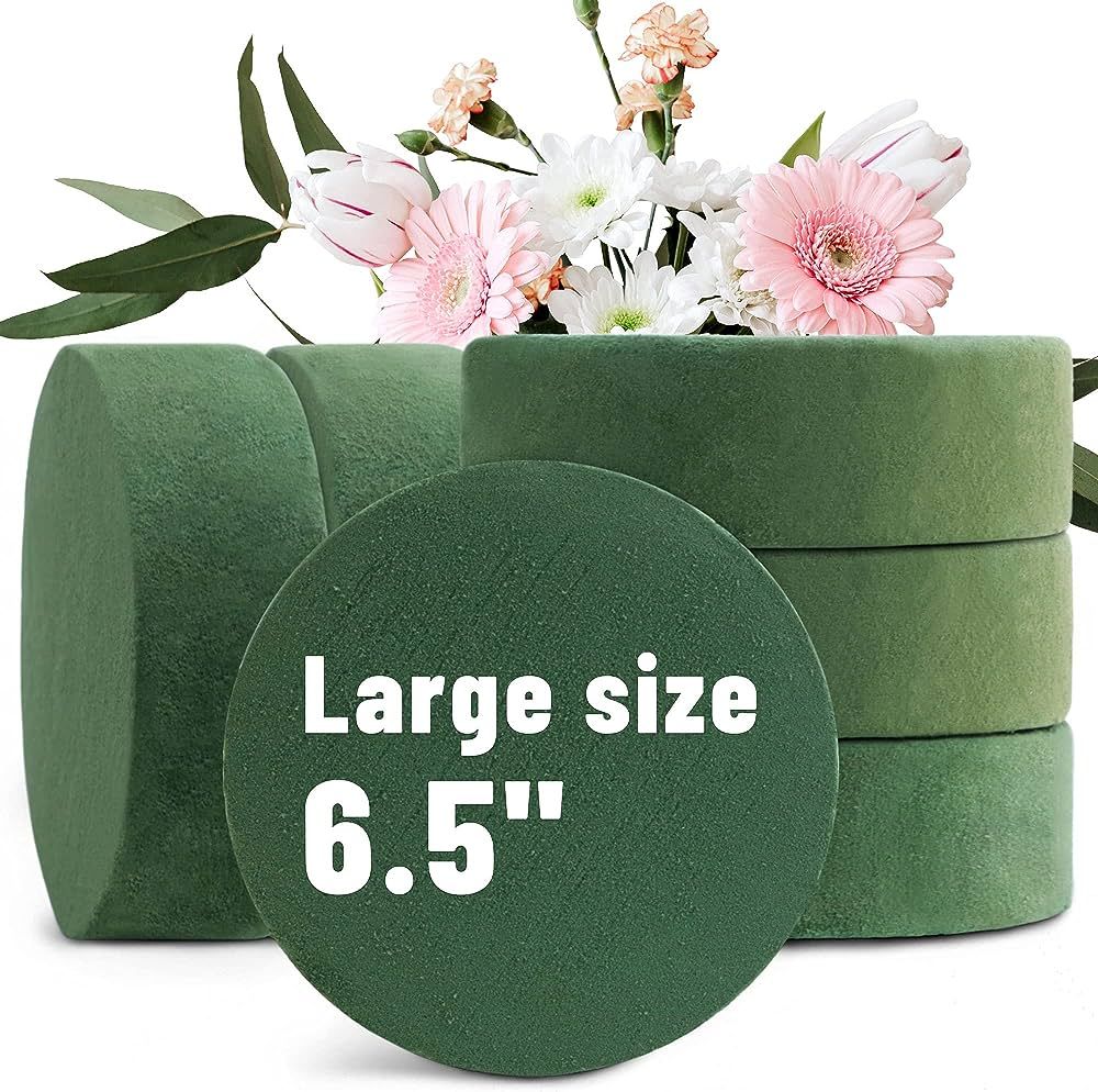 Max Shape 6 Packs Round Floral Foam Blocks，6.5'' Large Dry Floral Foam for Artificial Flowers,F... | Amazon (US)