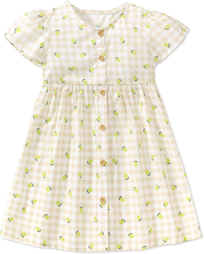 FreeLu Toddler Girls Cotton Summer Short Sleeve Dress Cartoon Print Casual Jersey Dresses | Amazon (US)