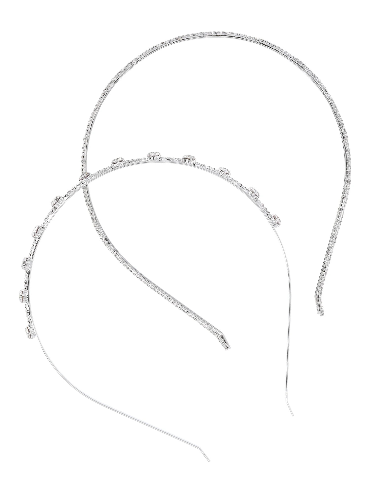 Time and Tru Women's Rhinestone Headband Set, 2-Pack, Silver-Tone | Walmart (US)
