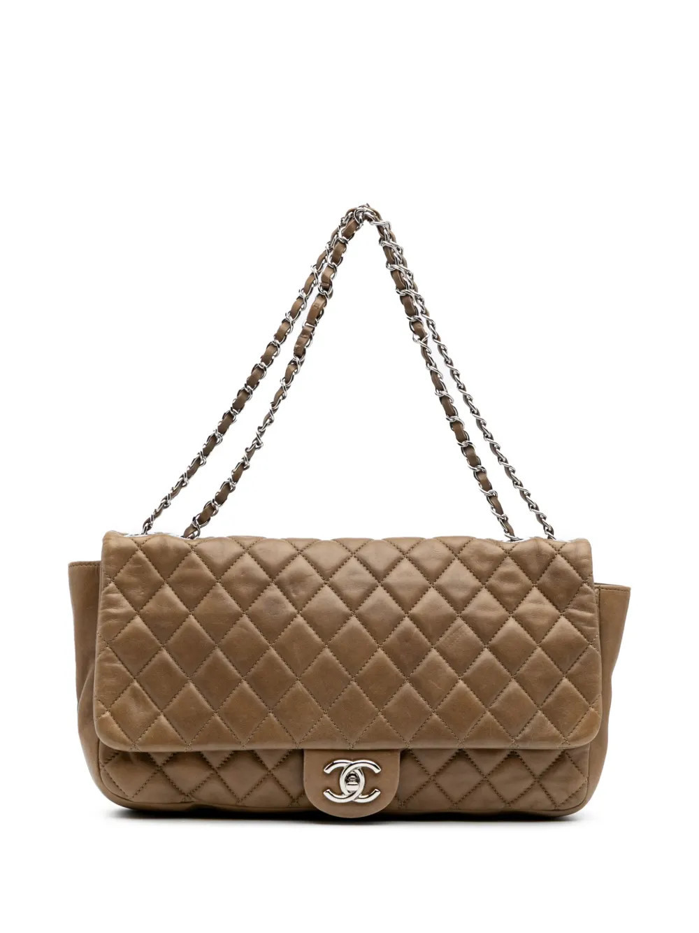 CHANEL Pre-Owned 2009-2010 Jumbo Quilted Lambskin Coco Rain Flap shoulder bag - Brown | Farfetch Global