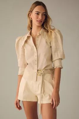 Self Contrast Puff-Sleeve Blouse | Anthropologie (US)