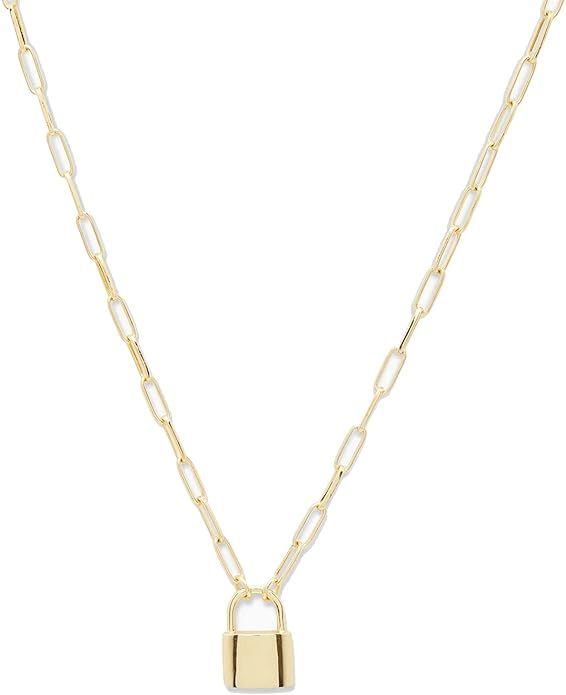 gorjana Women’s Kara Padlock Charm Necklace, Paperclip Link Chain , 18K Gold Plated | Amazon (US)