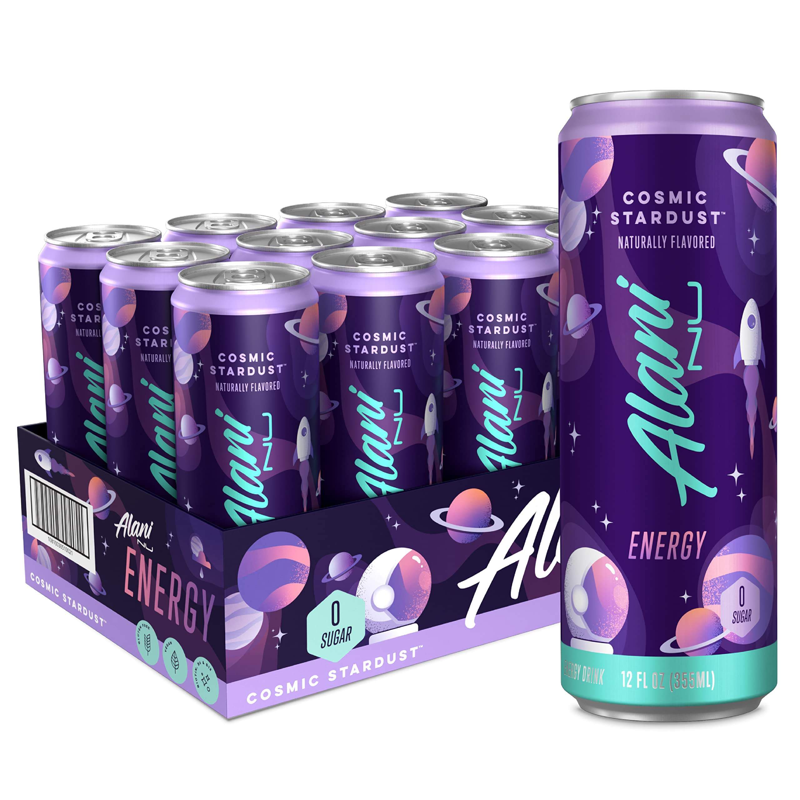 Alani Nu COSMIC STARDUST Sugar Free, Low Calorie Energy Drinks | 200mg Caffeine | Biotin B Vitami... | Amazon (US)