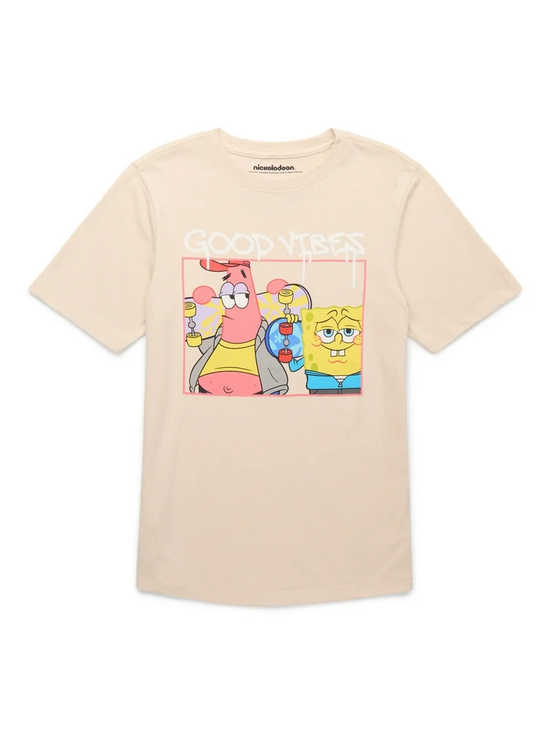 SpongeBoB SquarePants, Boys' & Big Boys', Good Vibes, Short Sleeve, Graphic T-Shirt, Sizes 4-18 | Walmart (US)