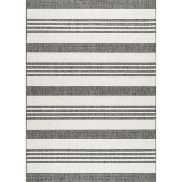 nuLOOM Heidi Multi Striped Indoor/Outdoor Accent Rug, 2' x 3', Light Gray | Walmart (US)