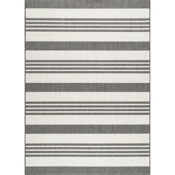 nuLOOM Heidi Multi Striped Indoor/Outdoor Accent Rug, 2' x 3', Light Gray | Walmart (US)