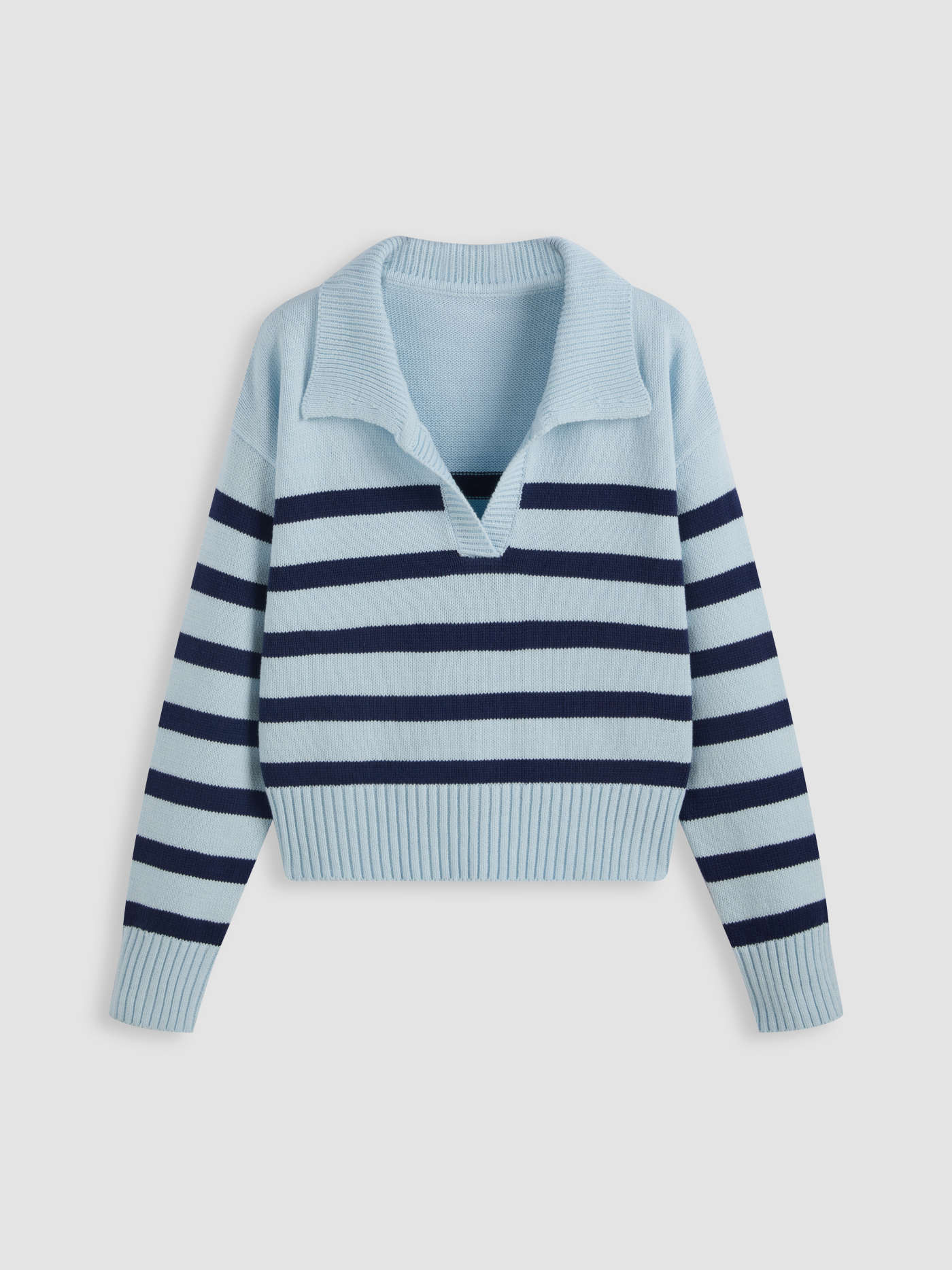 Striped Collar Knit Polo Top | Cider