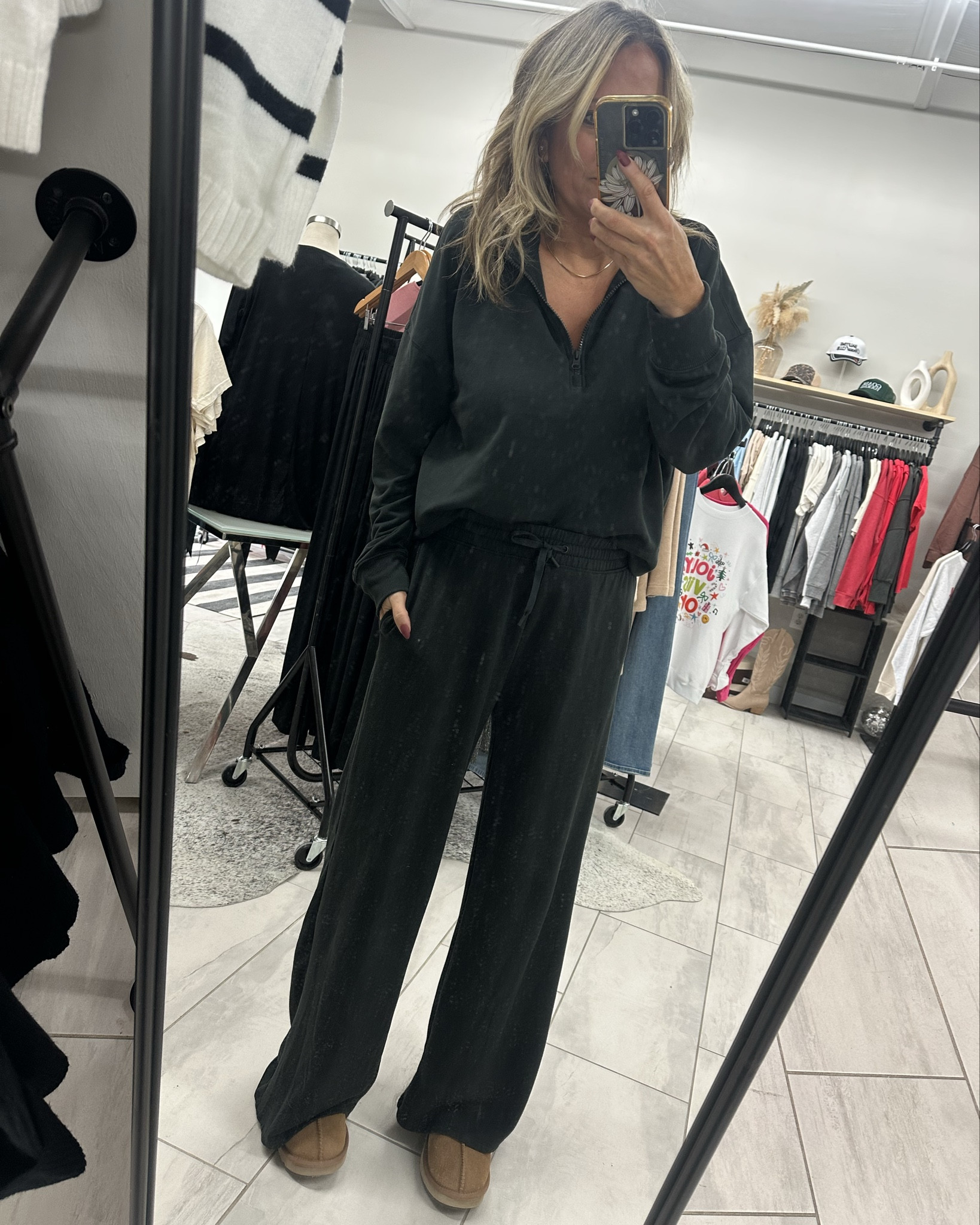 When I tell ya I live in these sets 

I have 5 colors and love that they are are easily mix and match. Wearing a small in the pants and top. Actually just bought the black set for my mom for Christmas too!

#LTKGiftGuide