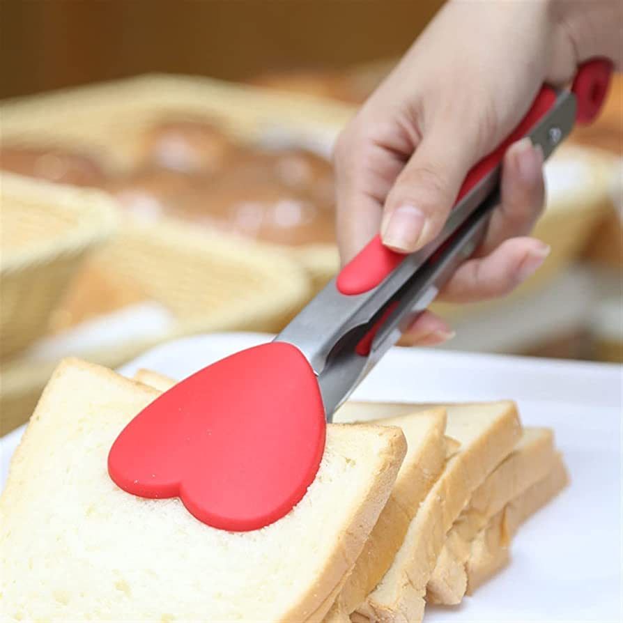 9-Inch Detachable Head Heart-shaped Silicone Tongs Stainless Steel Food Clip Multi-functional Cre... | Amazon (US)