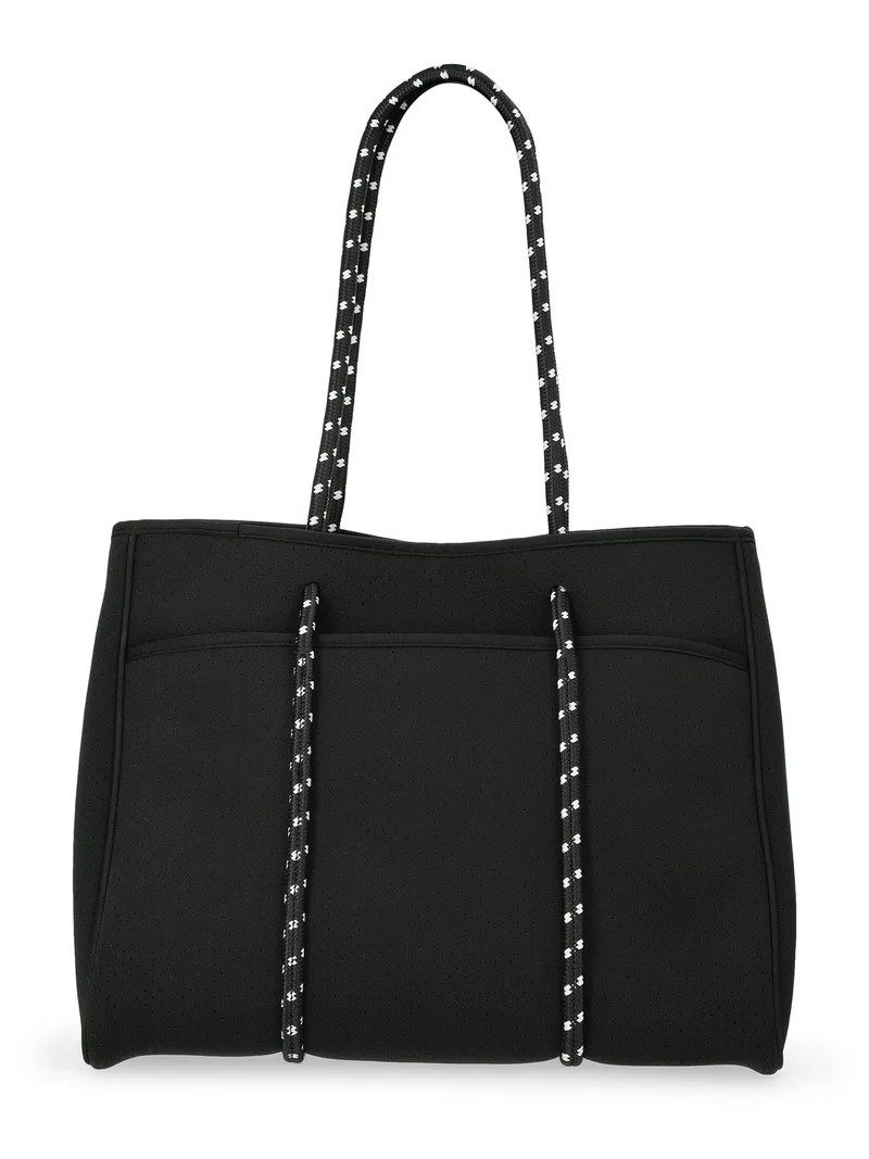 No Boundaries Women's Neoprene Beach Tote Bag, Black | Walmart (US)