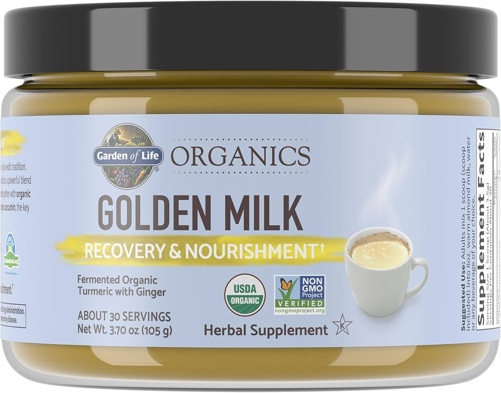 Garden of Life Organics Golden Milk Recovery & Nourishment Powder - 44mg Turmeric Curcumin (95% C... | Amazon (US)