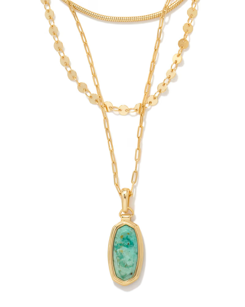 Framed Dani Convertible Gold Triple Strand Necklace in Sea Green Chrysocolla | Kendra Scott