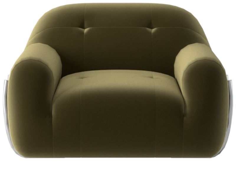 Brace Modern Curved Green Velvet Tufted Lounge Chair | CB2 | CB2