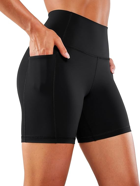 CRZ YOGA Women's Naked Feeling Biker Shorts with Pockets 6'' - High Waisted Yoga Gym Workout Span... | Amazon (US)