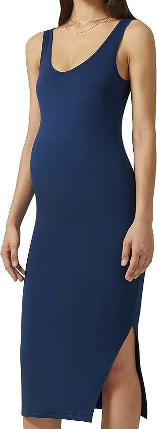 POSHDIVAH Women's Maternity Sleeveless Tank Dress Side Slit Bodycon Pregnancy Clothes Casual for ... | Amazon (US)