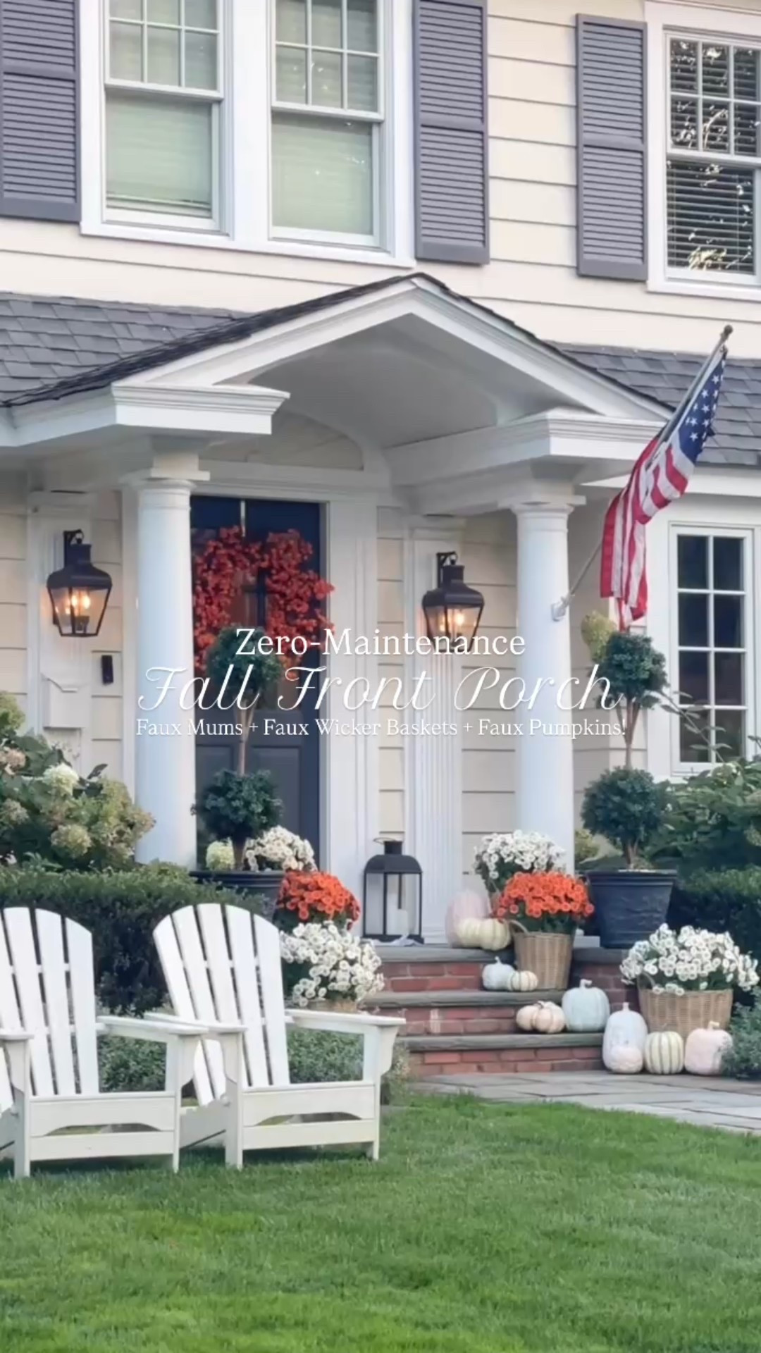 Zero-Maintenance Fall front porch!! 🍂🤍 Made entirely of faux/artificial mums & pumpkins that look so realistic 😍 (While I still love the real deal, I’m over spending a small fortune each season when they only last me a few weeks max 😬)

These gorgeous and big faux mums were a in store HomeGoods find, 🤞🏻they become available online soon…but in the meantime definitely scope out your local store!! Linked as much as I could to help you recreate this look for your own home! Happy shopping friends!! 🤗 Sources listed below 👇🏻 

Faux mums: HomeGoods
Outdoor baskets: IKEA
Faux Pumpkins: Michael’s & Target
Fall Wreath: HomeGoods

#LTKSeasonal #LTKFindsUnder50 #LTKHome