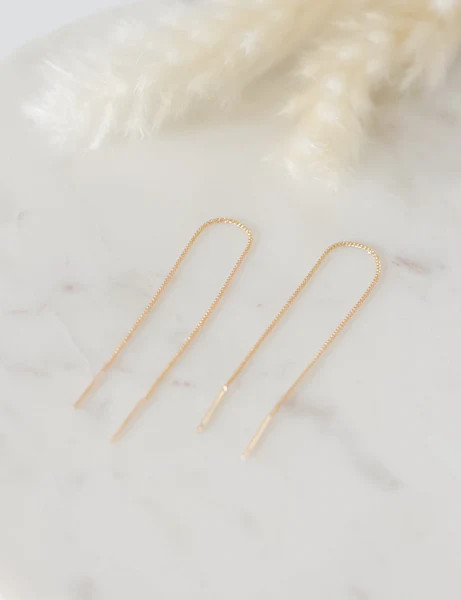 The Tiffany gold bar chain threader earrings | Bella Rey Designs