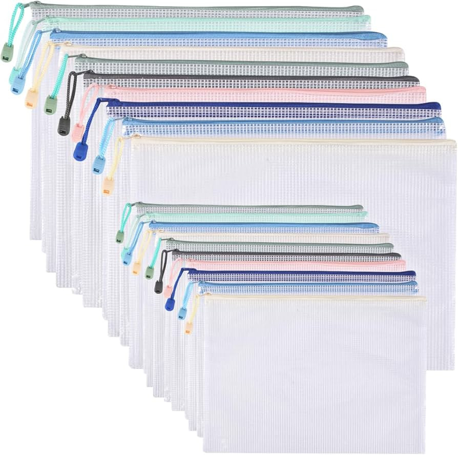 Awilnax Plastic Wallets A4 Mesh Zipper Pouches File Folders A5 Zip Wallets Ziplock Bags for Schoo... | Amazon (UK)