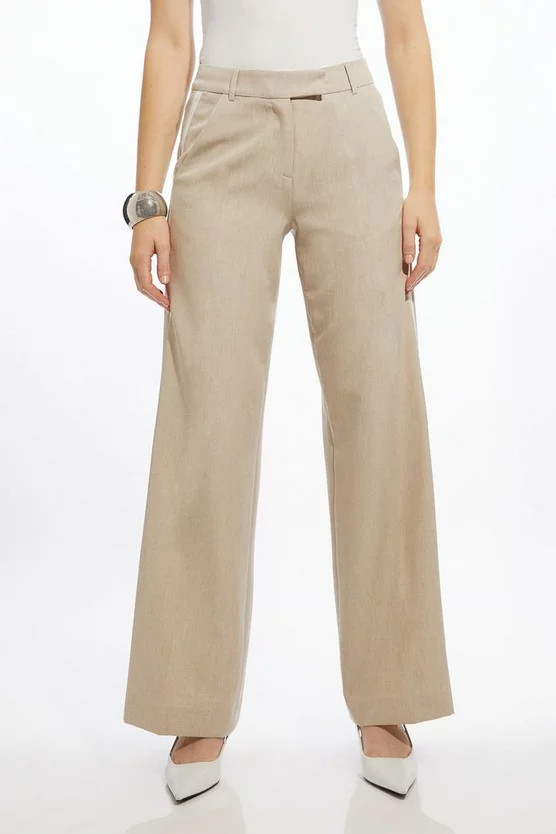 Straight Leg Tipped Tailored Trousers | Karen Millen UK + IE + DE + NL