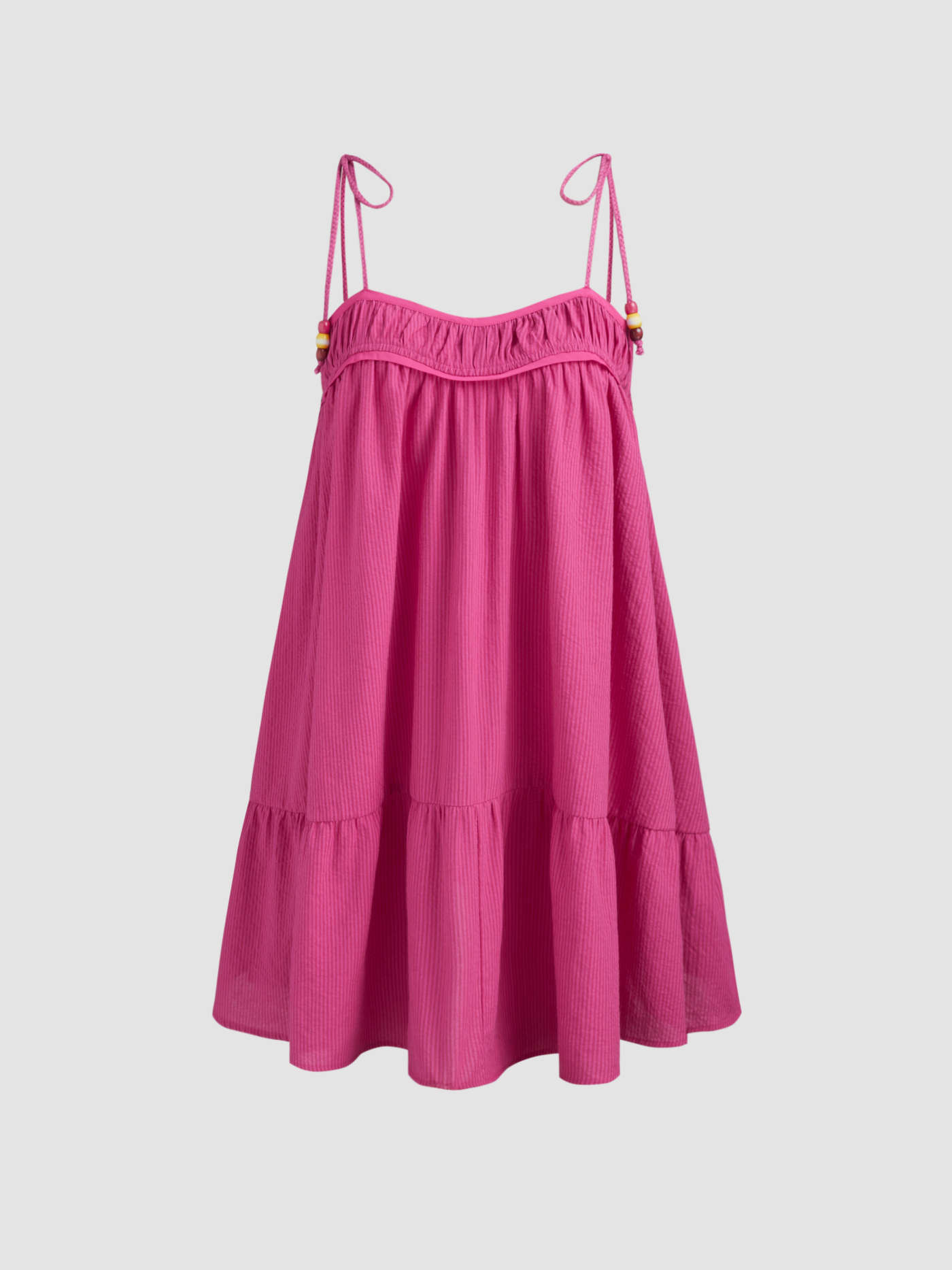 Woven Beaded Knotted Shirred Mini Dress | Cider