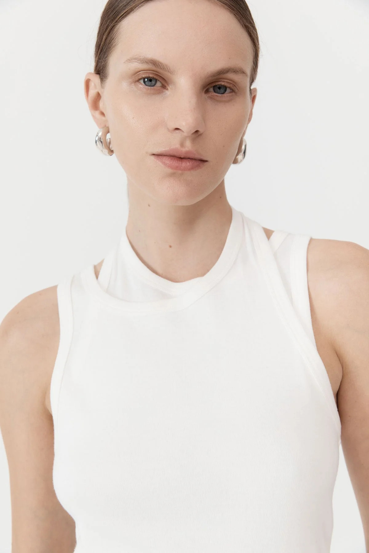 Organic Cotton Layered Tank - White | St. Agni