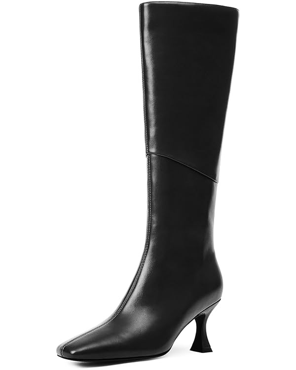 Modatope Knee High Boots Women Square Toe Tall Boots Kitten Heel Long Boots Side Zipper Dress Fas... | Amazon (US)