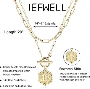 IEFWELL Layered Gold Necklaces for Women, 14K Gold Plated Silver Rose Gold Paperclip Chain Neckla... | Amazon (US)