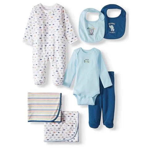 Garanimals Newborn Baby Boy Clothes Baby Shower Gift Set, 7-Piece, Preemie-6/9 Months | Walmart (US)