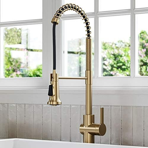 KRAUS KPF-1691SFACB Britt Commercial Style Pull-Down Single Handle Kitchen Faucet, 22.25, Spot Free  | Amazon (US)